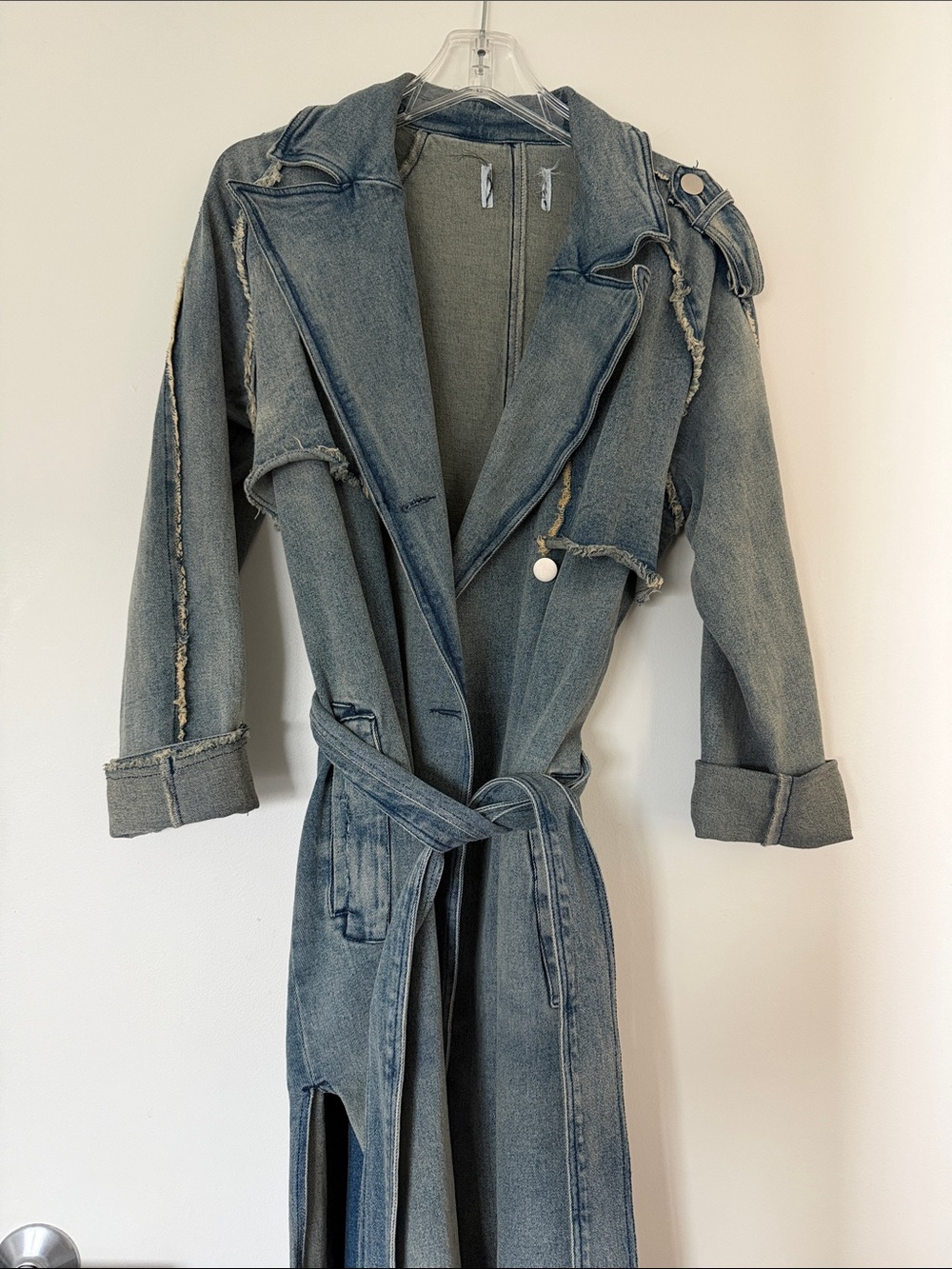 Denim Trench Coat Jeans - Blue Women Jeans